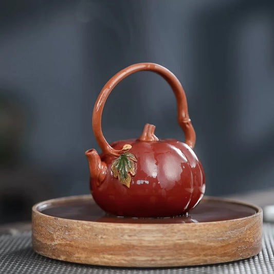 Handmade Chinese-style original purple sand pumpkin teapot 160cc