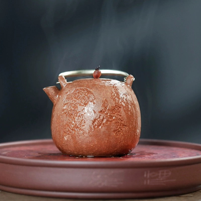 Handmade high-end literati teapot, Qinjie original mine section, mud and stone drum and beam 180cc