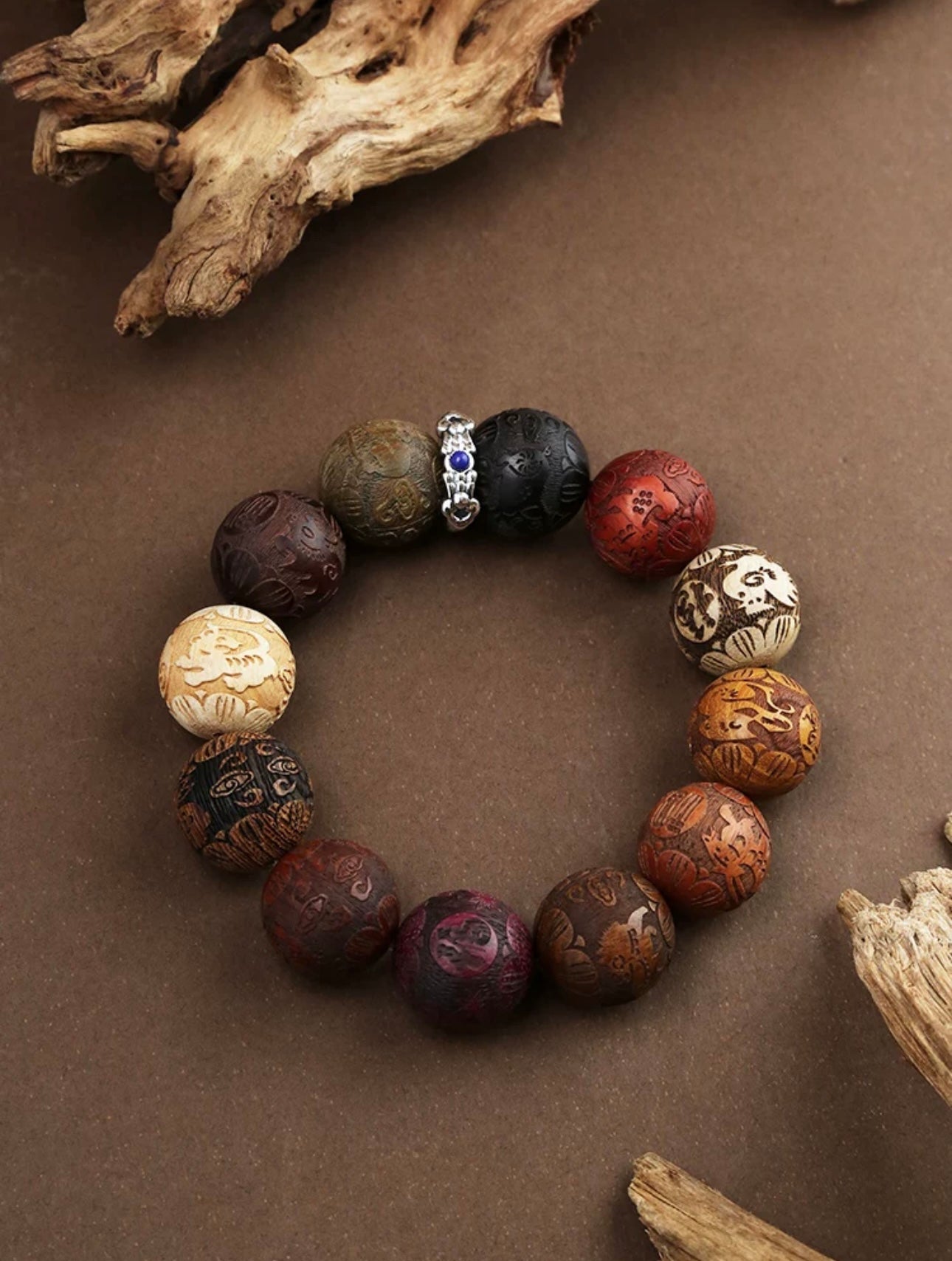 Potala Palace Green Sandalwood Yellow Rosewood Golden Phoebe Wooden Multi-treasure Twelve Zodiac Year Bracelet